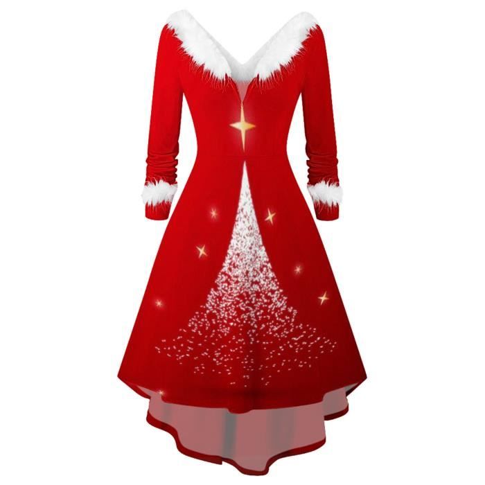 2024 Robe De Noel Femme Grande Taille Robe Vintage Noel Imprime Automne Hiver Robe Femme Elegante Noel Robes Cocktail Bistre Bistre Cdiscount Pret a Porter
