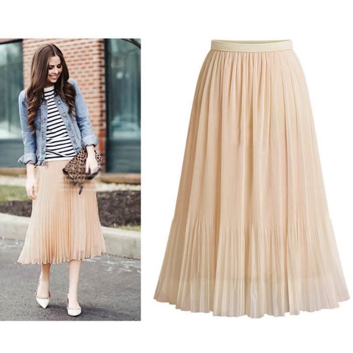 Jupe longue beige femme clearance