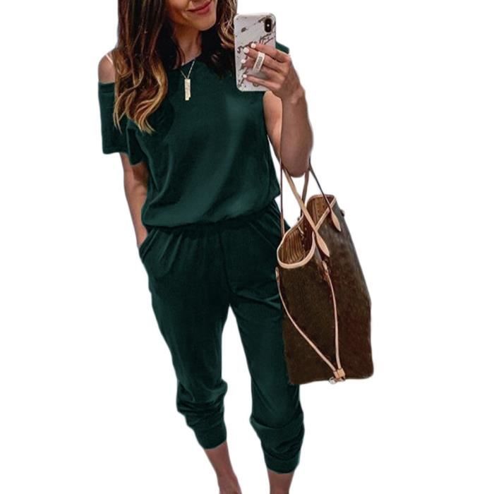 Générique Combinaison Femmes Jumpsuit Manches Courtes Combinaison