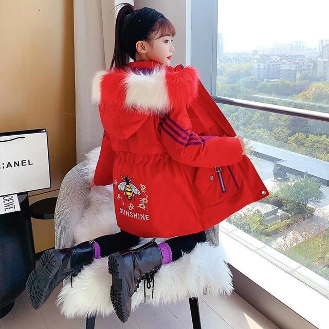 Veste d hiver longue Rouge en coton pour fille de 4 a 12 ans Vetements Rouge Cdiscount Pret a Porter