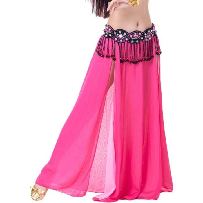 Danse du ventre en mousseline de soie Jupe Ats Maxi Voile robe pleine  Tribal Bellydance RKFI1 Taille-M Rose vif - Cdiscount Prêt-à-Porter