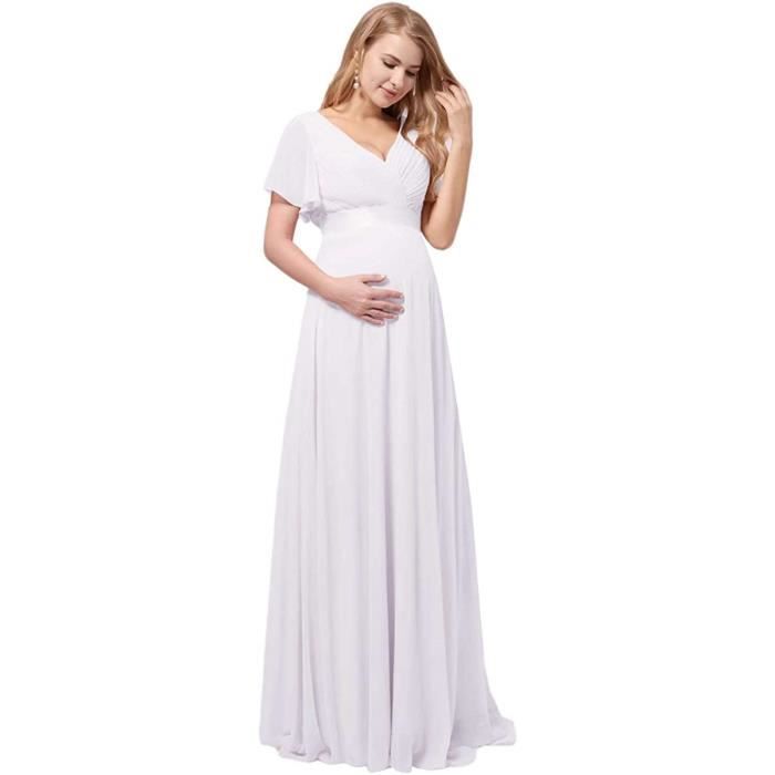 Robe Grossesse Élégante Mousseline Soie - Longue Maxi Pour Shooting Photo Maternité