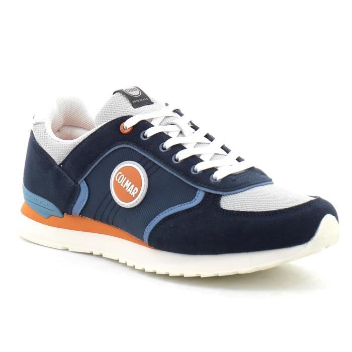 Basket Cuir Colmar Travis Block Blue orange Cdiscount Chaussures