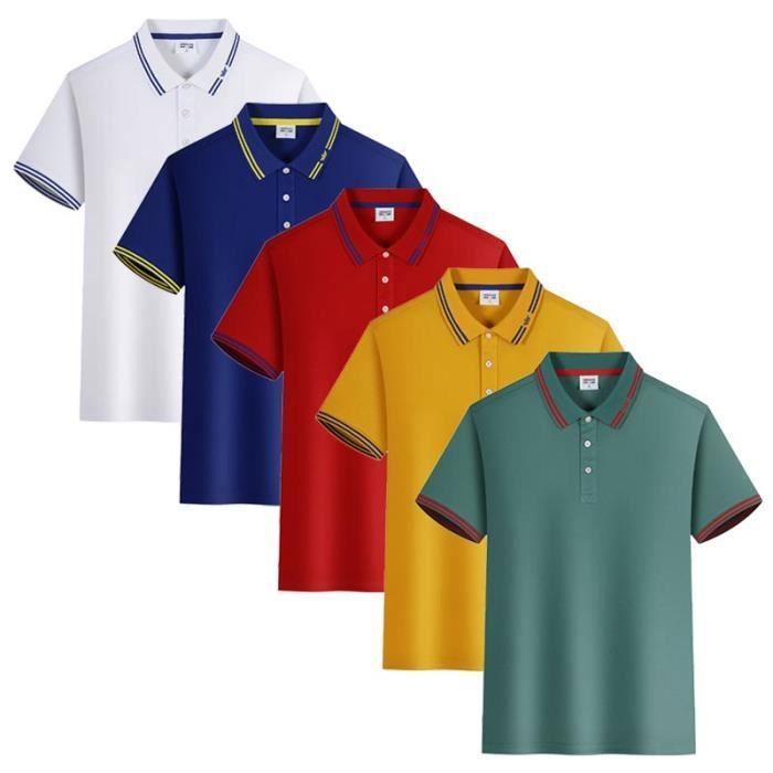 Lot de Polo Homme T-Shirt Manches Courtes Couleur Unie Casual