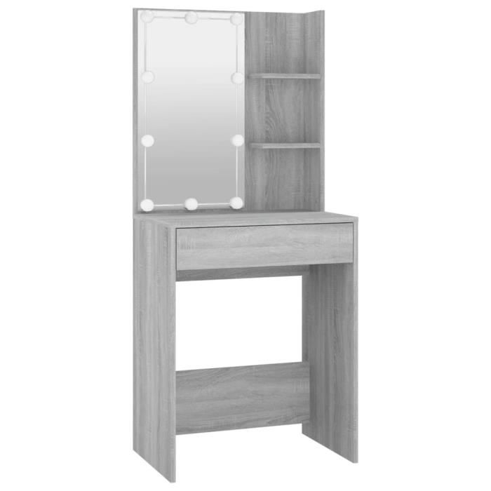 Coiffeuse - OMABETA - HB05274 - LED - Bois dingénierie - 60x40x140 cm