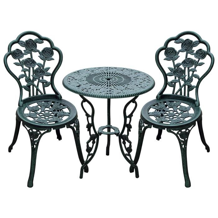 Outsunny - Ensemble salon de jardin 2 places - Aluminum - 60x60x69cm - Bronze