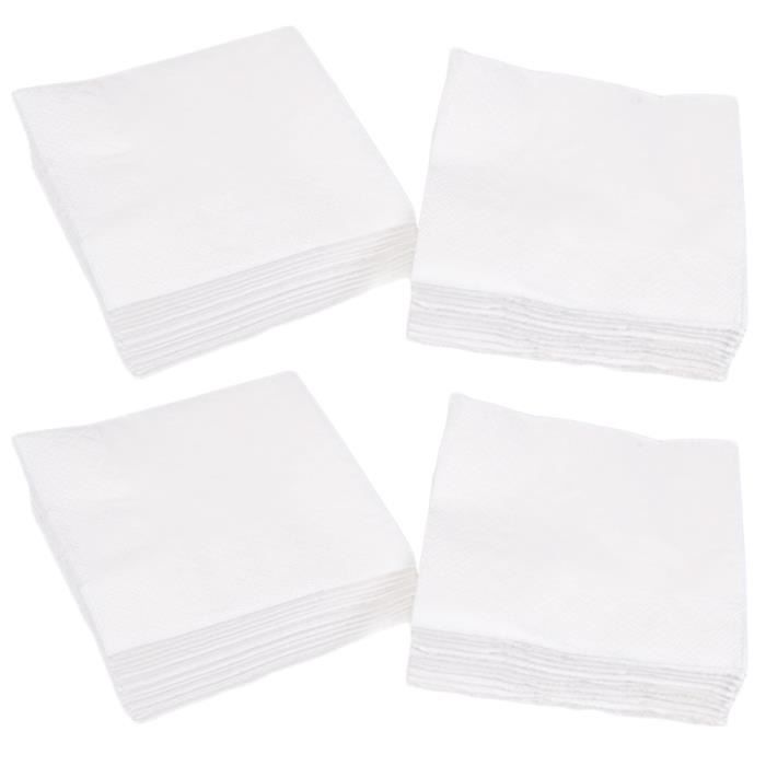 300 feuilles de serviettes de table jetables carré 2 plis serviette en  papier blanc en tissu fournitures de fête pour le - Cdiscount Maison