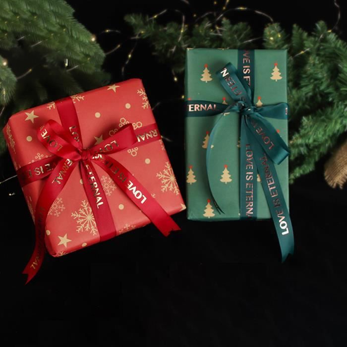 Qiilu papier d'emballage cadeau double face Papier d'emballage Kraft de Noël Collection d'éléments de Noël Papier linge decoration