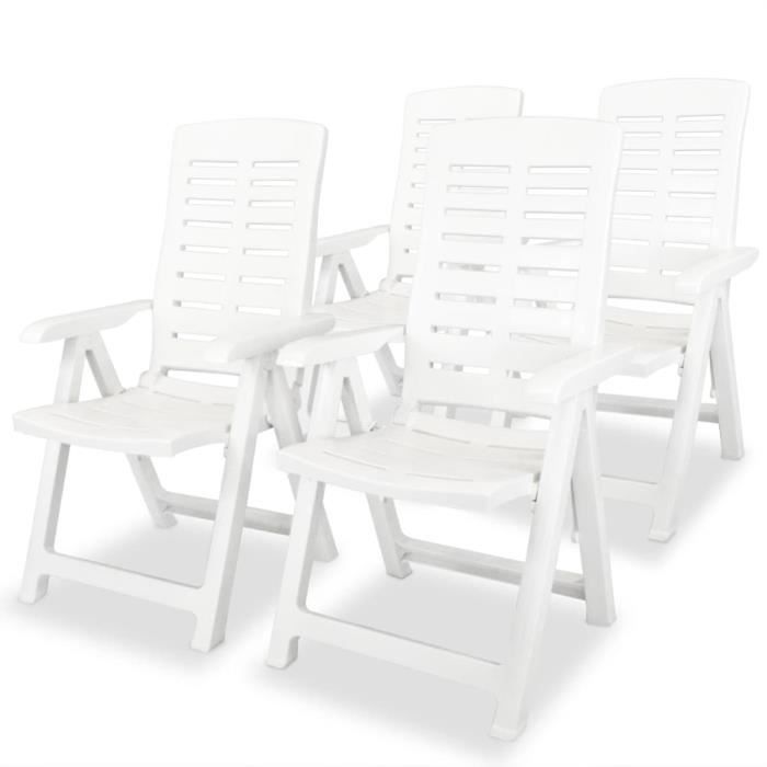 Chaises inclinables de jardin 4 pcs - SALALIS - Moderne - Blanc - Plastique - 60 x 61 x 108 cm