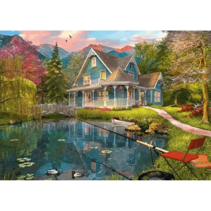 Puzzle 1000 pièces : Havre de paix au bord d'un lac aille Unique Coloris Unique - Cdiscount Jeux 