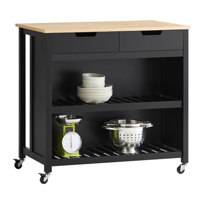 SoBuy FKW74-Sch îlot de Cuisine Buffet Desserte de Cuisine à roulettes Table Roulante Meuble de Rangement