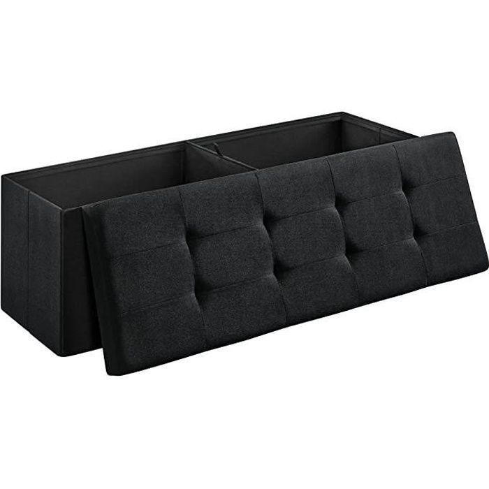 Banc de Rangement Pouf Pliable 38 x 110 x 38 cm Charge jusquà 300 kg Noir dEncre