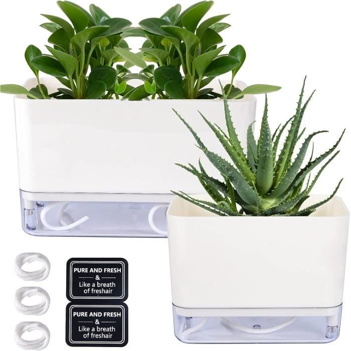 Relota 3 Pots De Fleurs Gris 15.3cm Avec Arrosage Automatique - Idéal Balcon Et Intérieur