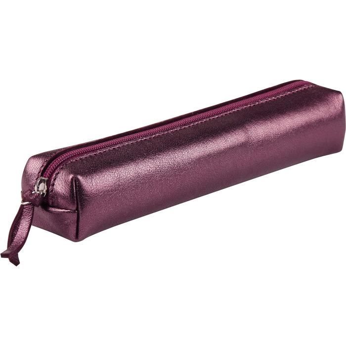 Clairefontaine Astuccio Slim Kleo-Pathra In Vera Pelle Di Agnello – Color Oro, Chiusura Zip, Dimensioni 19,5 Cm – Concia Vegetale Eco-friendly