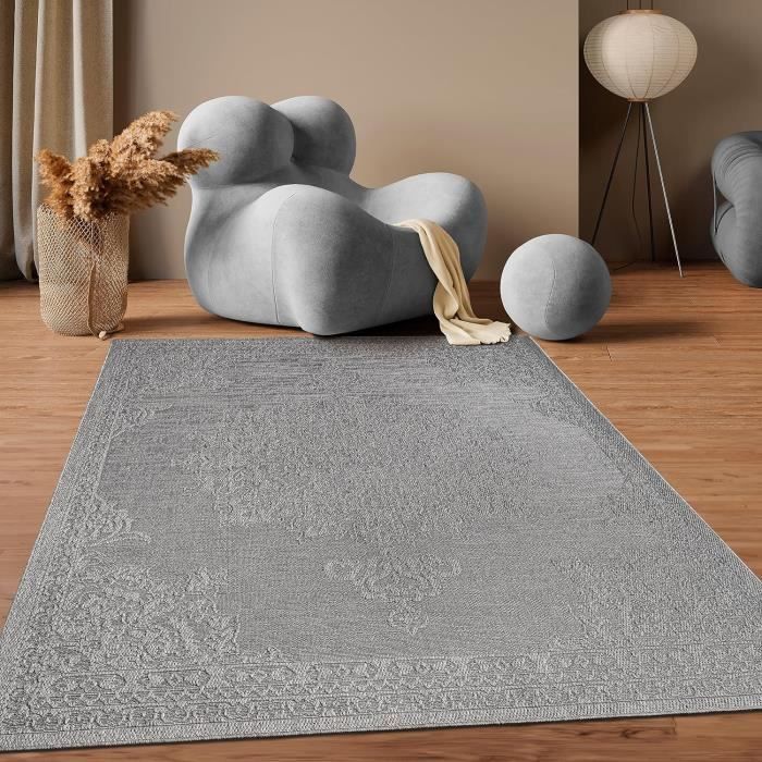 Paco Home Tapis Extérieur Terrasse 120x170 Cm - Motif Oriental Vintage Beige Crème - 100% Polypropylène Résistant Intempéries