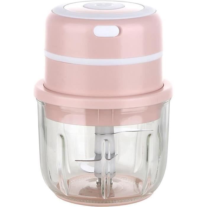 Mini hachoir portable à 3 lames, presse-purée électrique intelligent rechargeable par USB de 250 ml pour hacher l'ail, la viande hachée, l'oignon, les Mini hachoir portable à 3 lames, presse-purée électrique intelligent rechargeable par USB de 250 ml pour hacher l'ail, la viande hachée, l'oignon, les