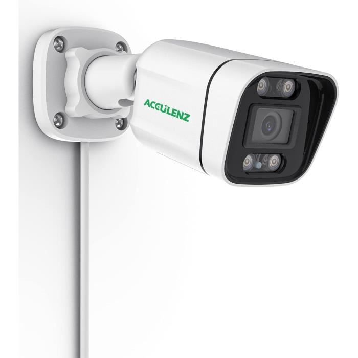 Caméra IP PoE Extérieure 5MP - Détection Intelligente Personnes/véhicules - Vision Nocturne Couleur - Boîtier Métallique IP67 - Grand Angle 100°