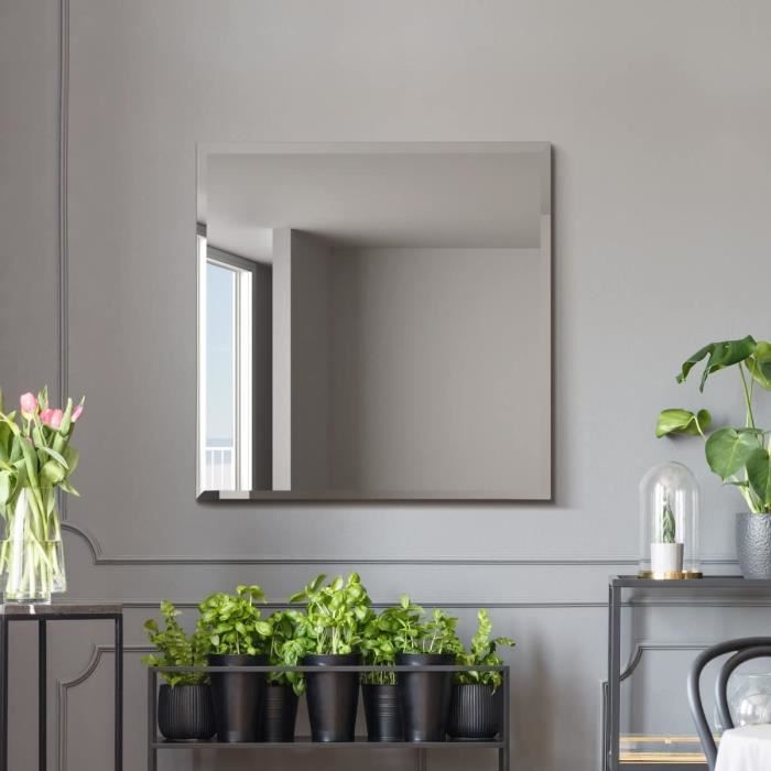Miroir mural carré en fer noir 30x30 cm | Leroy Merlin