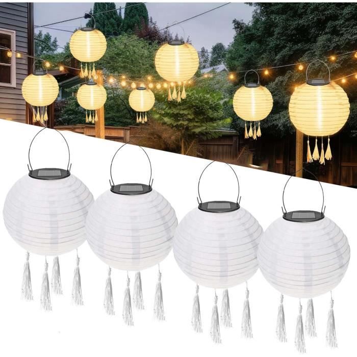 Lampions Papier Blanc - Lot De 6 (10, 15, 20 Cm) - Suspension Facile Avec Crochet Métal - Décoration Mariage, Fête, Jardin