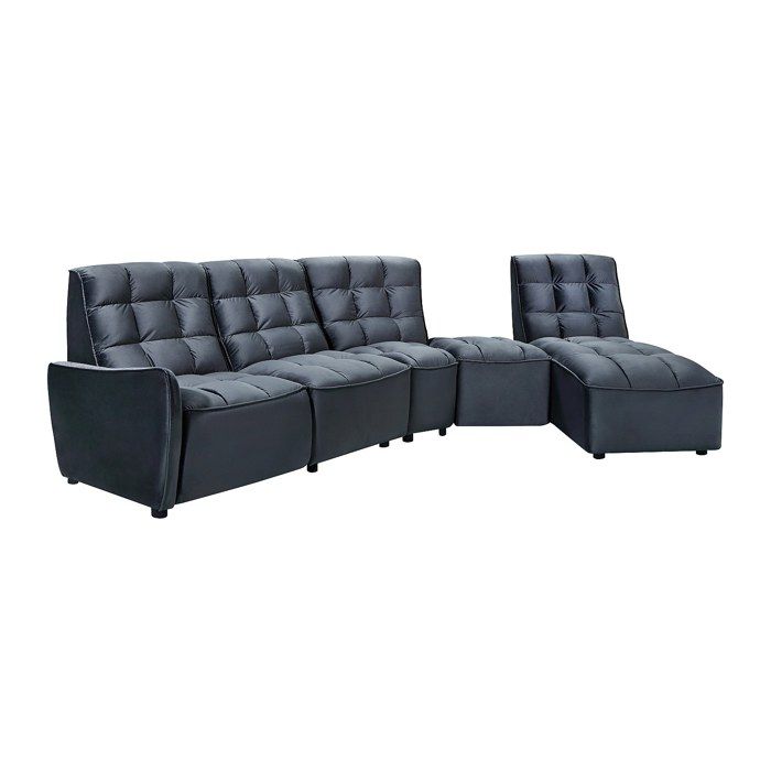 Canapé dangle relax électrique modulable en velours anthracite ALFORD
