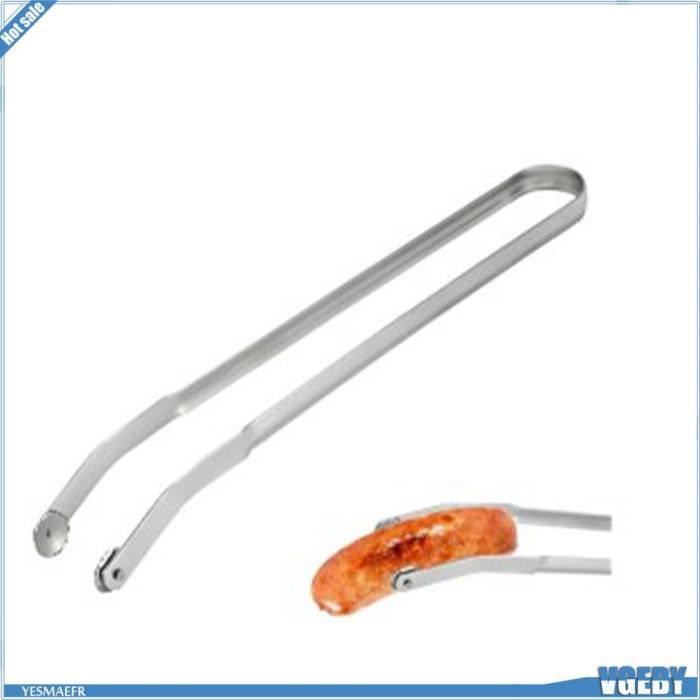Pince à Retourner Saucisses Barbecue 38,5cm - Pince Hot-Dog Et Steak Acier Inoxydable Longue