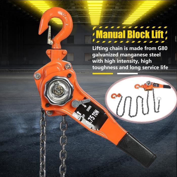 Palant à Levier Et Chaîne 1/4 De Tonne (550 Lbs) - Longueur Chaîne 5 Pieds - Type Tire-fort - Modèle HSH-DC250