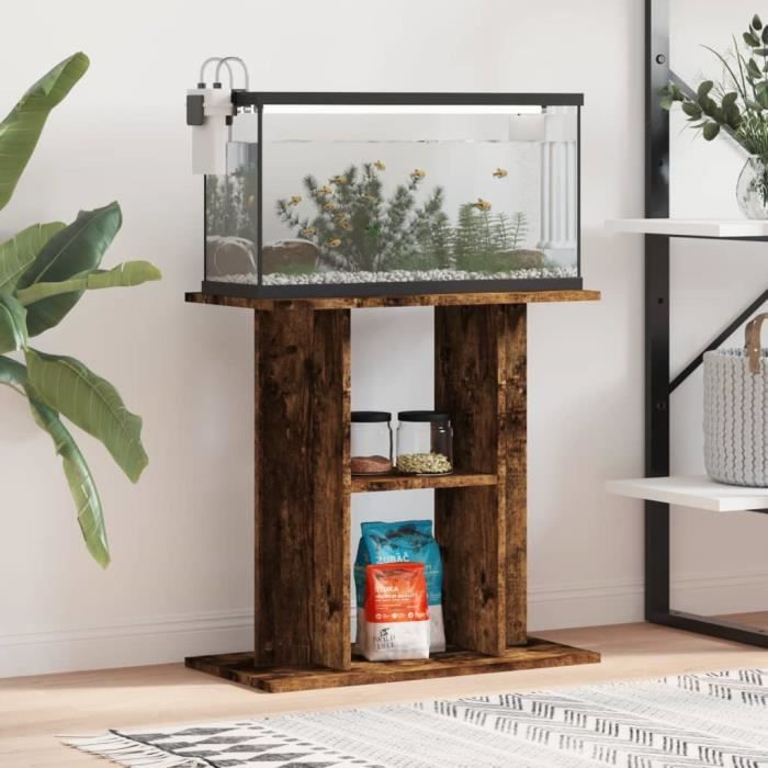 vidaXL Support aquarium bois d'ingénierie chêne fumé - vue 4