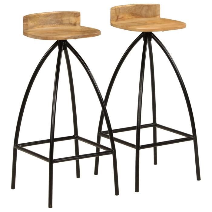vidaxl chaises de bar 2 pcs bois de manguier solide
