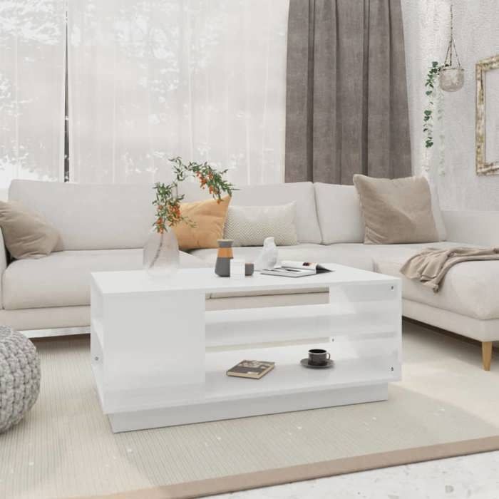 vidaXL Table basse blanc 102x55x43 cm bois dingénierie 810280