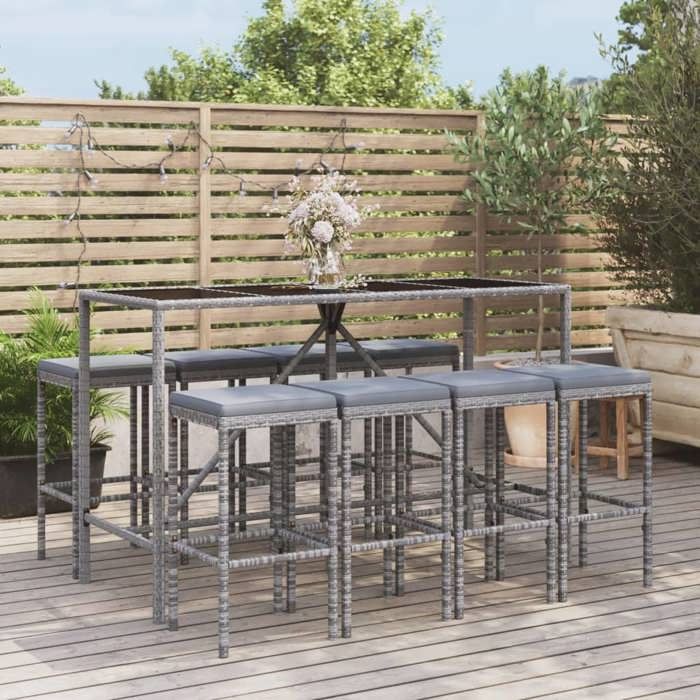vidaXL Ensemble de bar de jardin 9 pcs poly rotin - vue 6