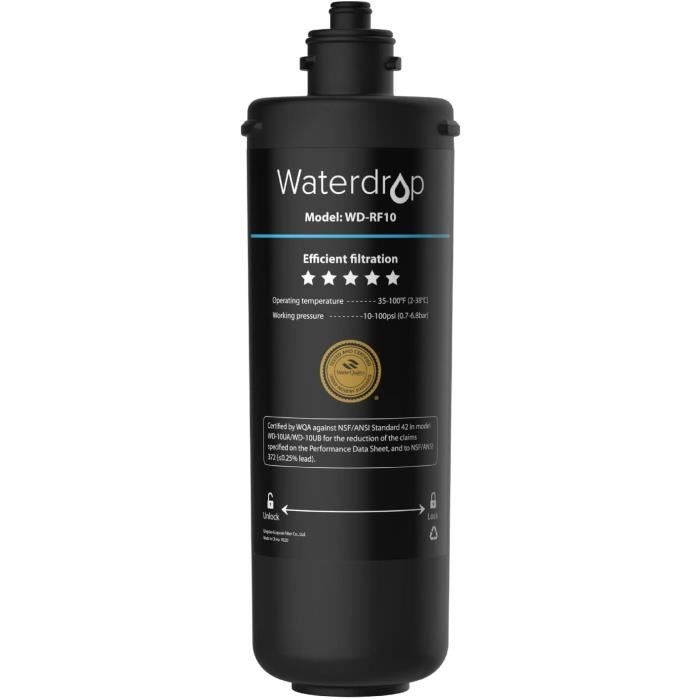 Filtre à Eau - Waterdrop - WD-RF10 - Remplacement pour Goutte d'Eau sous le Système de Filtration