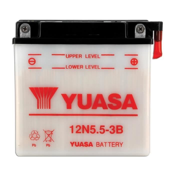 YUASA - Batterie Moto 12V Avec Entretien Sans Pack Acide 12N5.5-3B / 12N5 5-3B / 12N553B