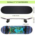 Skateboard 31''x8'' Planche à roulettes en érable Longboards avec ABEC-11rouement pour débutants Ados Filles Garçons 3-1