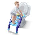 Aufun Siège de toilette pour enfants avec rembourrage en PU réglable en hauteur Potty Trainer pliable, bleu + violet-1