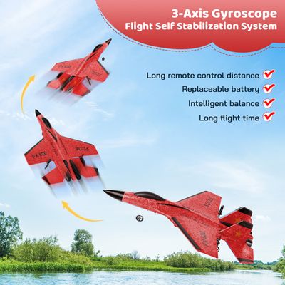 Avion Avec Lumières LED Avion Télécommandé RC Avec Gyroscope - 2,4 GHz - Lumières LED - Pour Débutants Et Adultes Jouet Aviation 2.4GHz