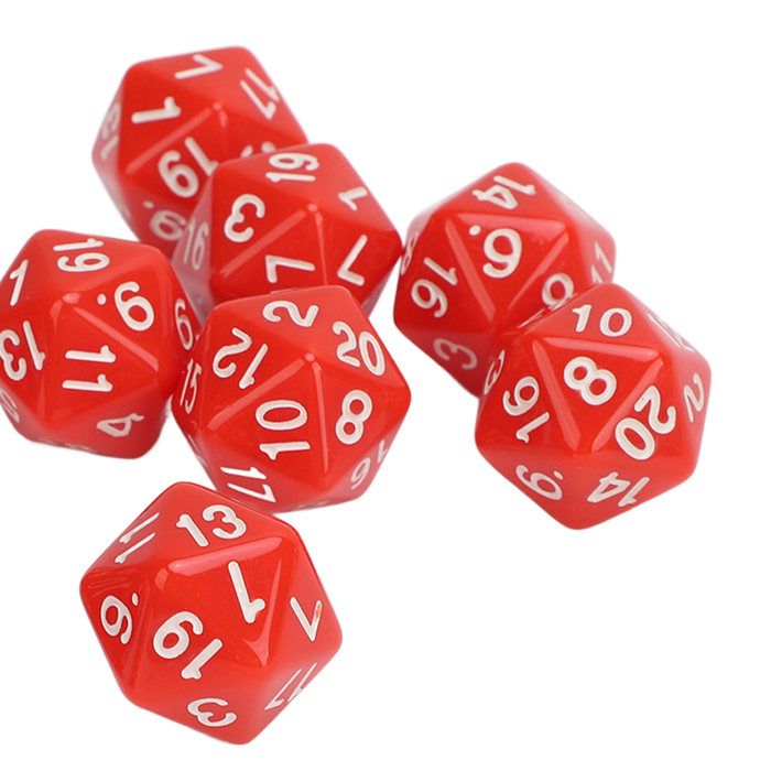 Lot De 20 Dés Polyédriques D20 Acrylique 25 Mm, Rouge Et Bleu, Pour Jeux De Rôle, Cadeau Pour Joueurs