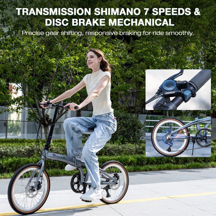 Vélo Pliant Adulte 20 Pouces 6 Vitesses - Couleur Blanc, Freins V-Brake, à Monter Soi-même