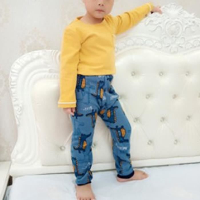 Atyha1 Pantalon Pyjama Enfant en Polaire Douce et Chaude Motifs