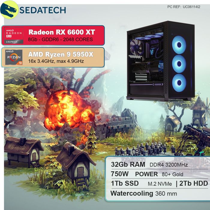 PC Gaming, AMD Ryzen 7, RX 580, 250Go SSD NVMe1