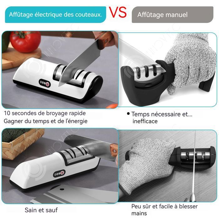 Aiguiseur électrique 5 En 1 Pour Couteaux Et Ciseaux - 3 Vitesses, Meule Diamant, écran LCD (25,2 Cm) - 6