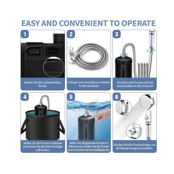 Kit Douche De Camping SPOPAL - Pompe électrique Rechargeable 6000mAh - NEUF