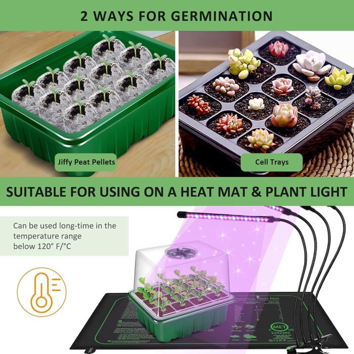 Mini Serre De Jardin YAUNGEL - 120 Cellules Avec Couvercle Rehaussé Et Outils | Plateau Semis Intérieur Pour Graines Et Boutures