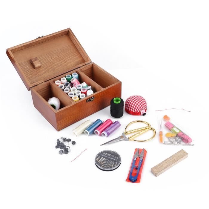 Agi Gift Boîte à Couture En Bois Avec Accessoires Pour Kit De Couture, Panier à Couture Avec - 12