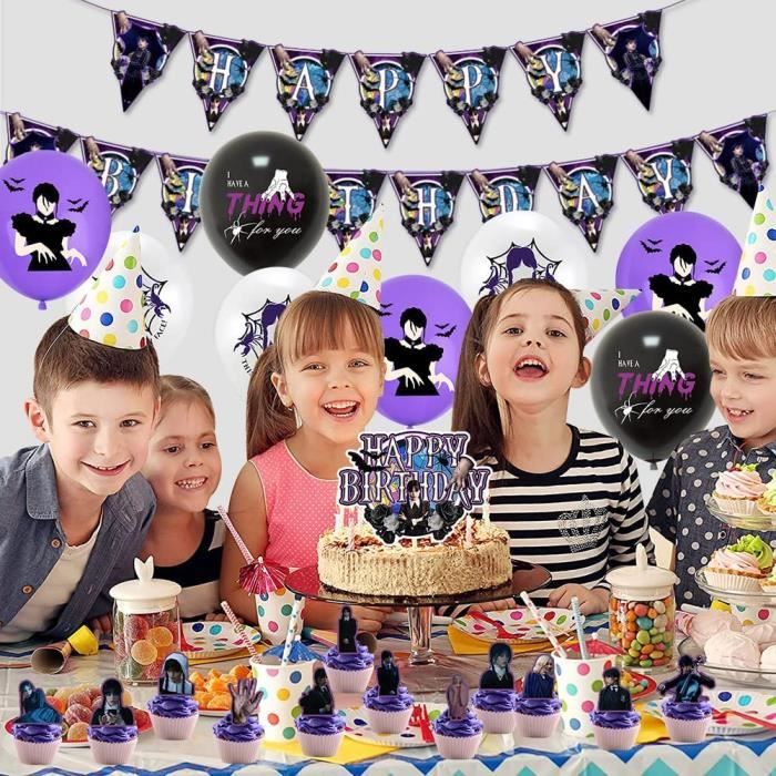 Mercredi Addams Thème Enfants Fête d'anniversaire Fournitures Décorations  Ballons Bannière Gâteau Topper Set