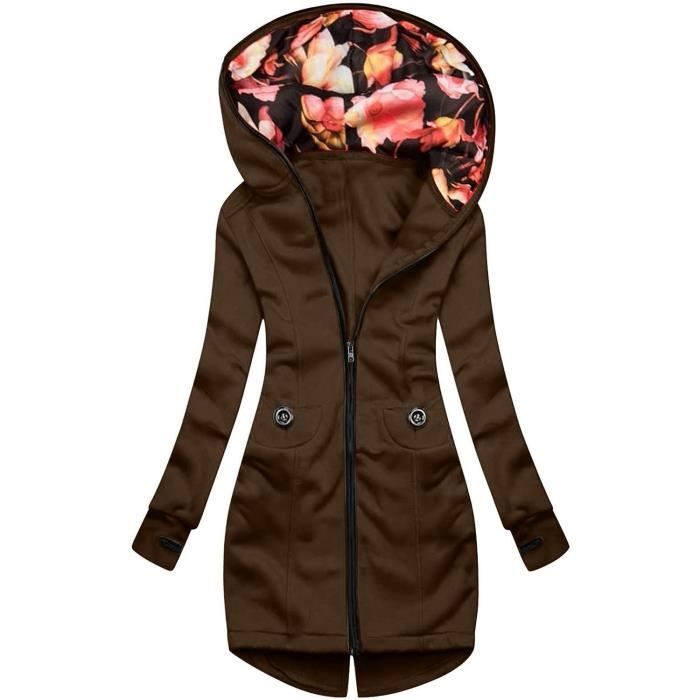 Vestes vestes femme chic et elegant chaud femme veste a capuche zippee veste longue manteau Garnet Garnet Cdiscount Pret a Porter