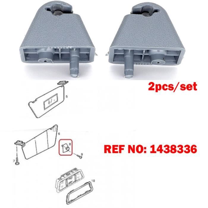 Lot De 2 Clips Fixation Pare-Soleil Voiture - Compatible Chevrolet Cruze, Sonic, Spark, Opel - Référence OE 95994975, Crochet Intérieur Solide Gris