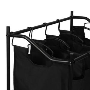 Panier à Linge 4 Compartiments 146L – Avec étiquettes De Tri, Tablette, Tringle – Blanc, Support Acier - 8