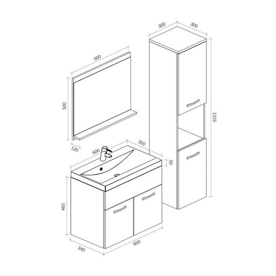 Montreal Meubles De Salle De Bain Xl 60 Cm Lavabo Bodega Cdiscount Maison
