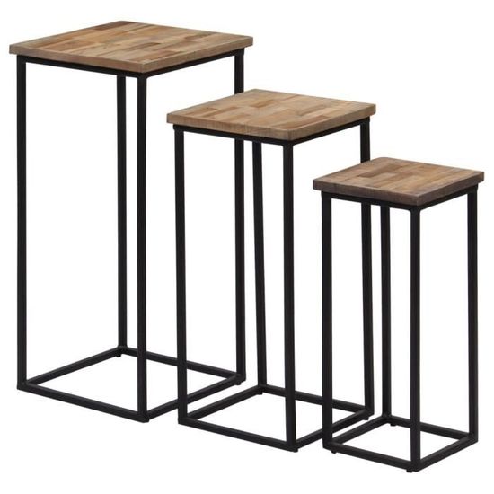 Ensemble De Tables Pour Plante 3 Pcs Teck Recycle Achat Vente