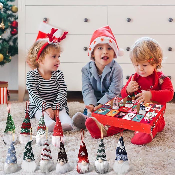 Calendrier De L'Avent Gnomes 2025 - 24 Pendentifs En Acrylique 2D - Déco Sapin Noël à Accrocher